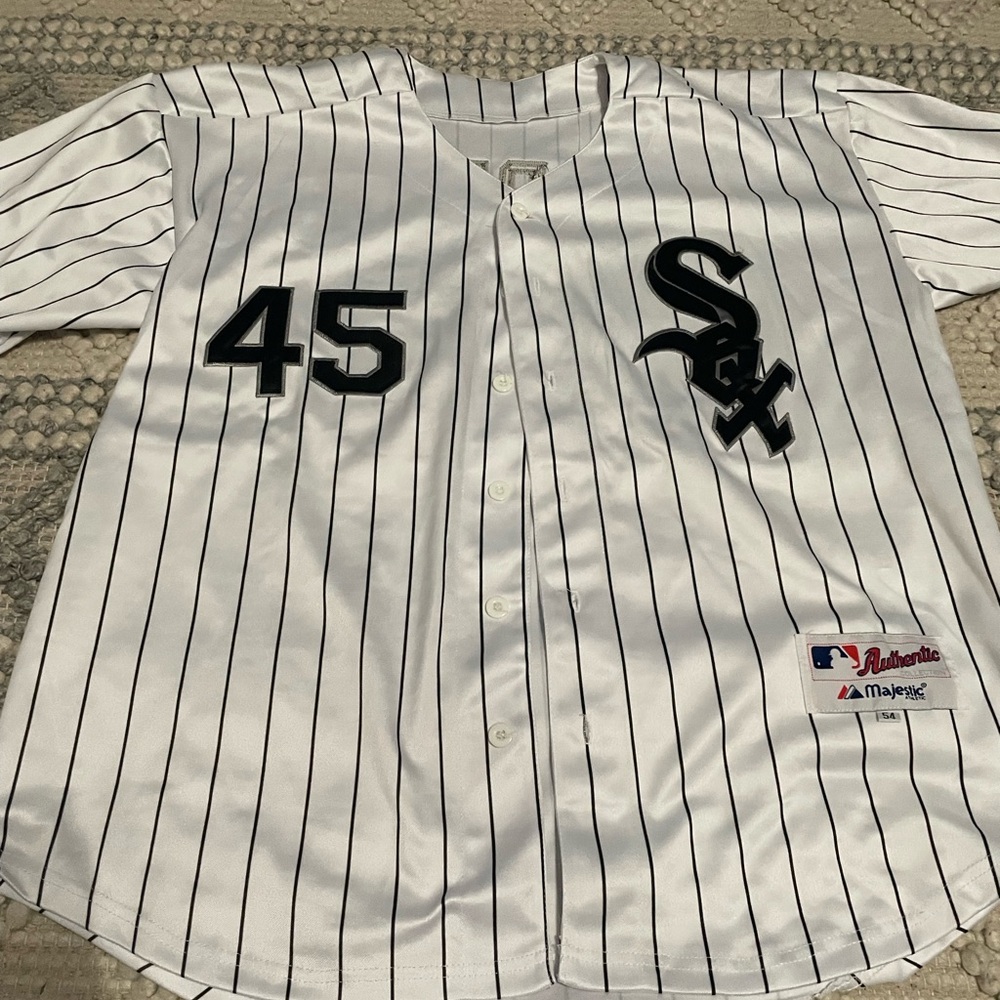 Majestic White Pinstripe Baseball Jersey
